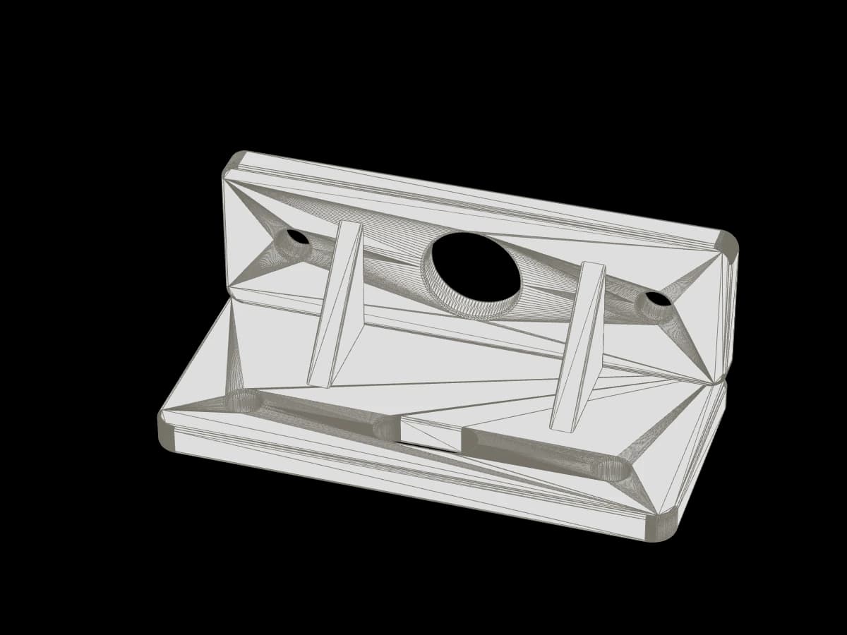 Render of a bracket's triangle mesh, the way it arrives in an STL file