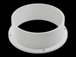 Render of a round light-grey PETG lamp housing ring with a screw flange, printed layers visible